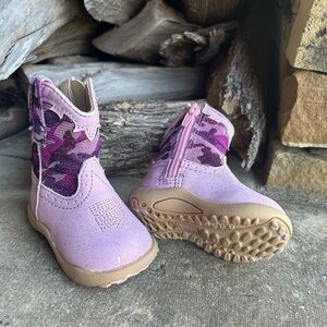 Roper kids faux leather pink Camo infant boots w/inner zipper Sz-1. C